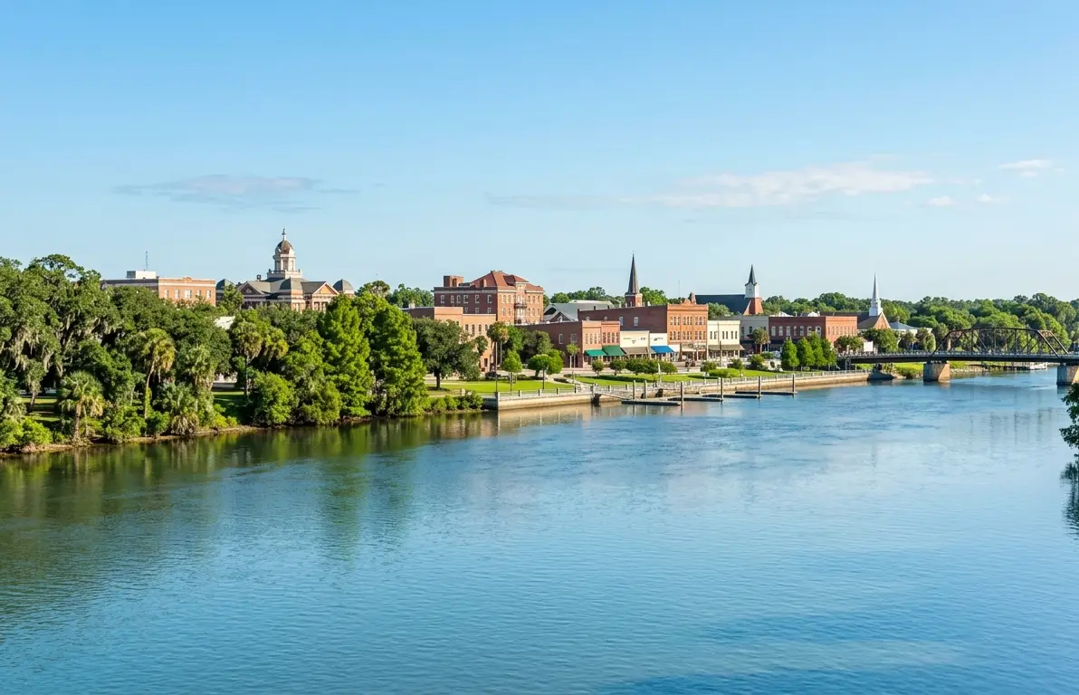 Palatka FL waterfront along the St. Johns River showing historic downtown area for relocation guide 2026