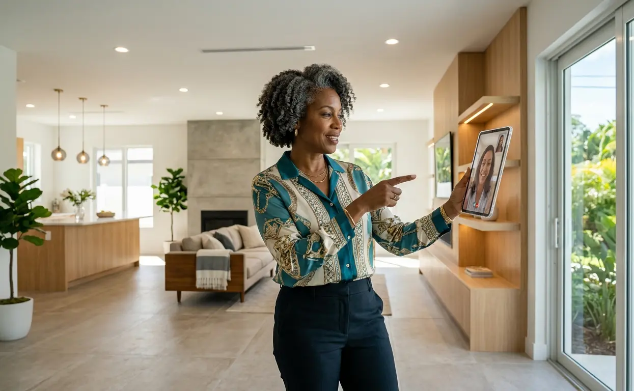 Florida real estate agent conducting virtual home tour for out-of-state buyer moving to Jacksonville FL remotely in 2026