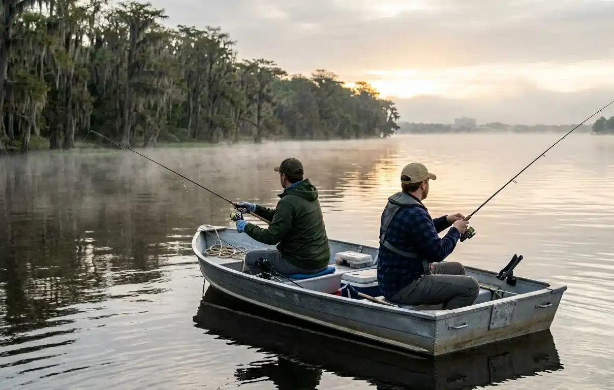 Bass fishing on St. Johns River near Palatka Florida representing premier outdoor things to do in Palatka Florida 