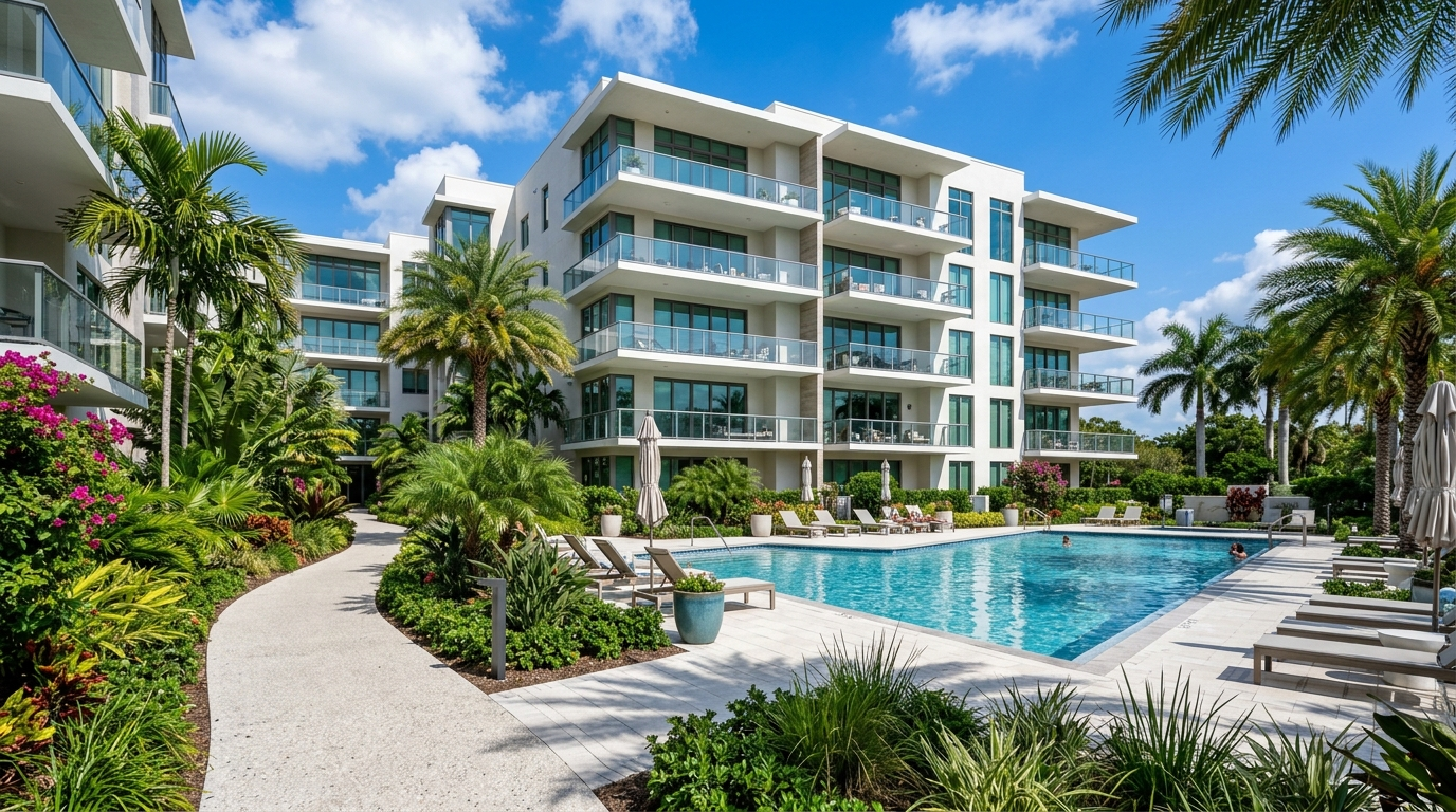Well-maintained condo community with shared pool amenities in Alachua County