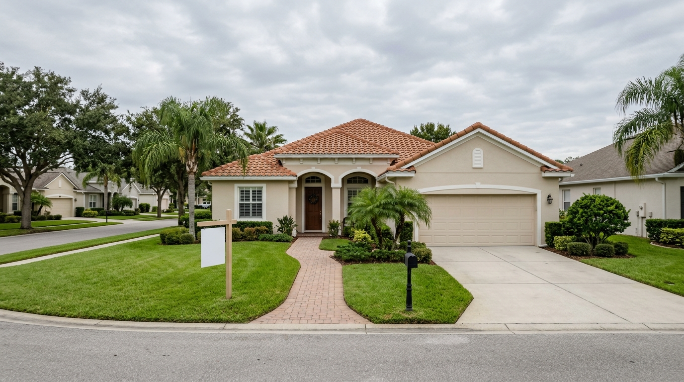 Florida home for sale sitting on a quiet street representing a buyer's market