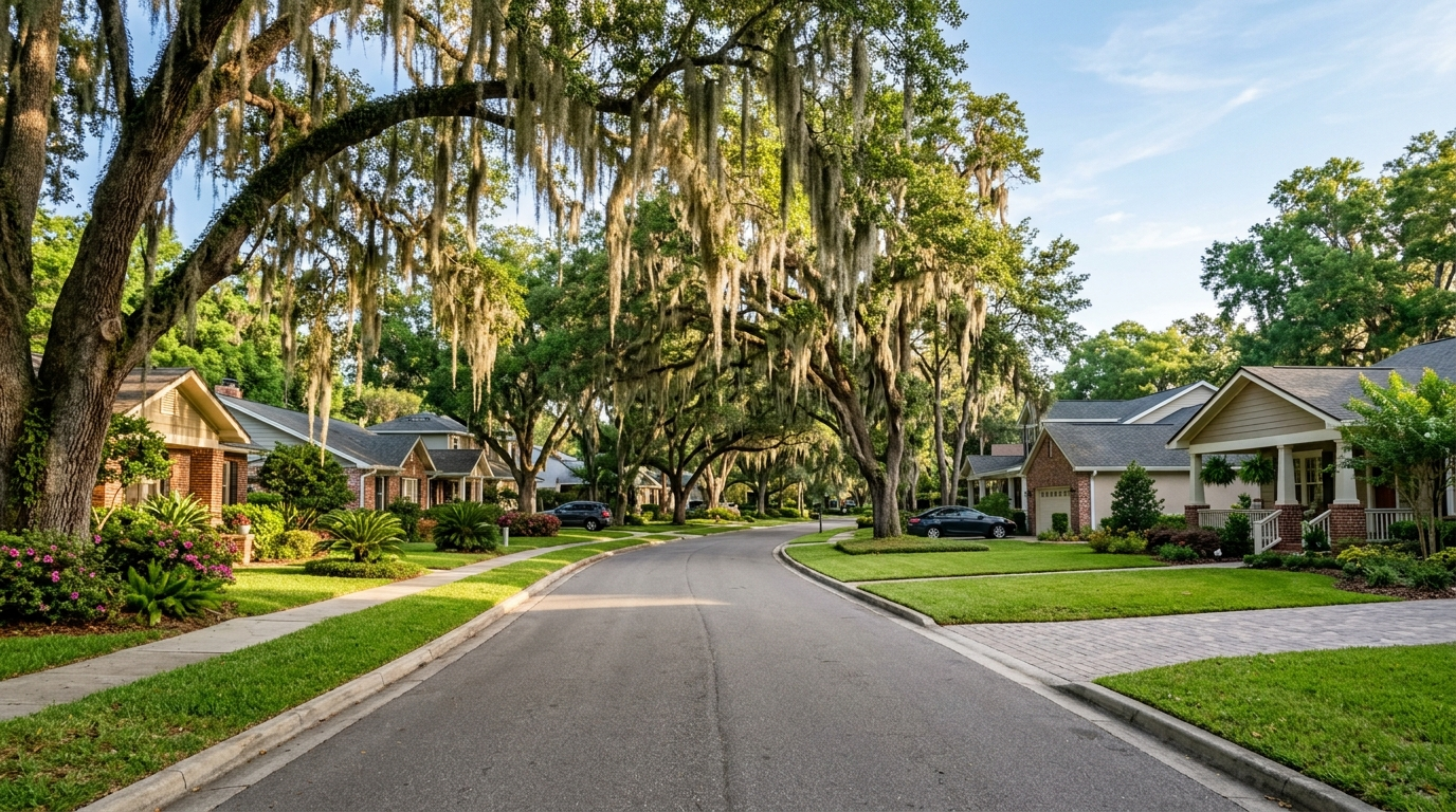 Single-family residential neighborhood street in Gainesville Alachua County