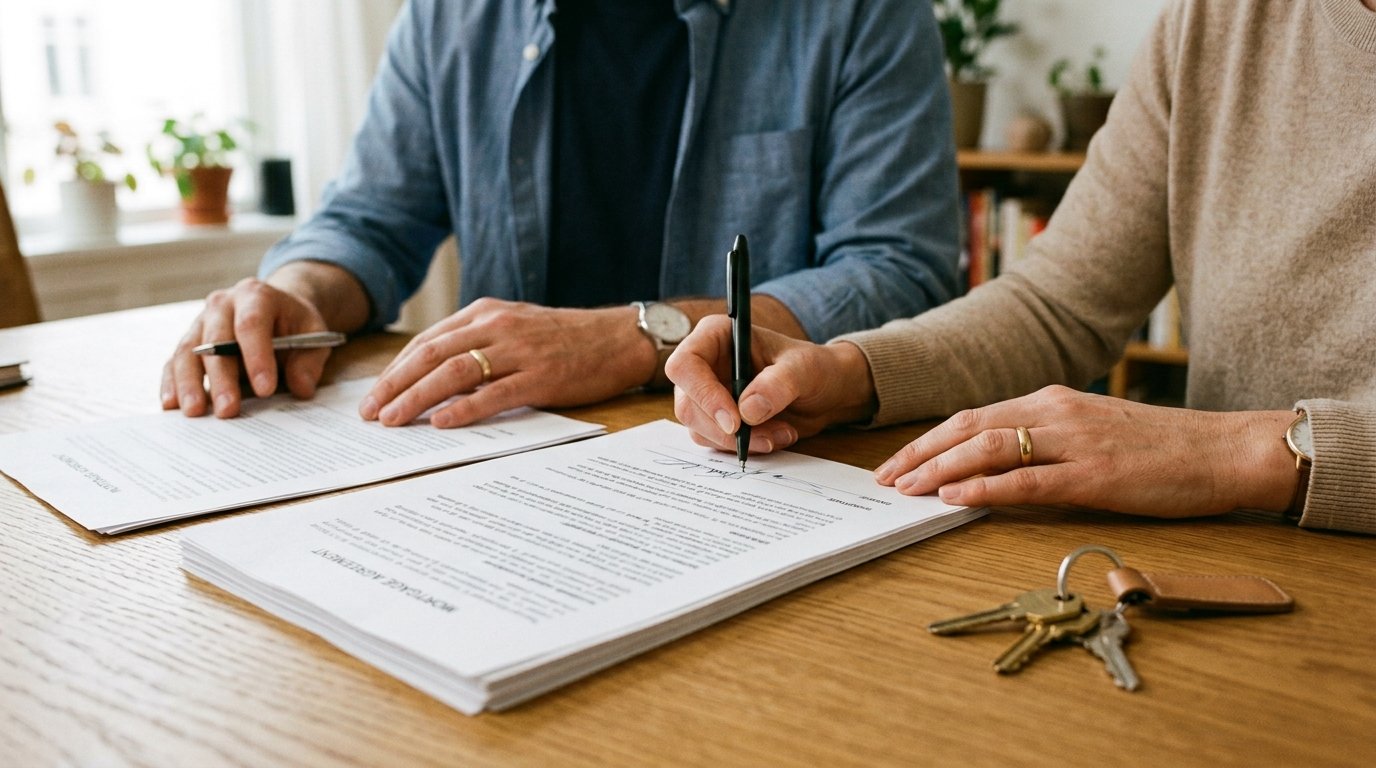Signing loan documents for a VA loan in Florida home purchase