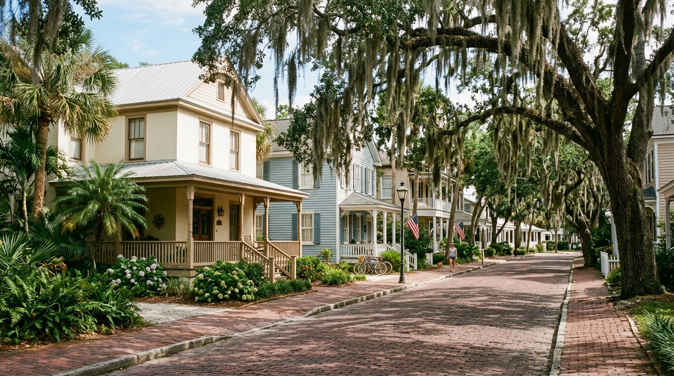 Historic neighborhood street in St. Augustine Florida