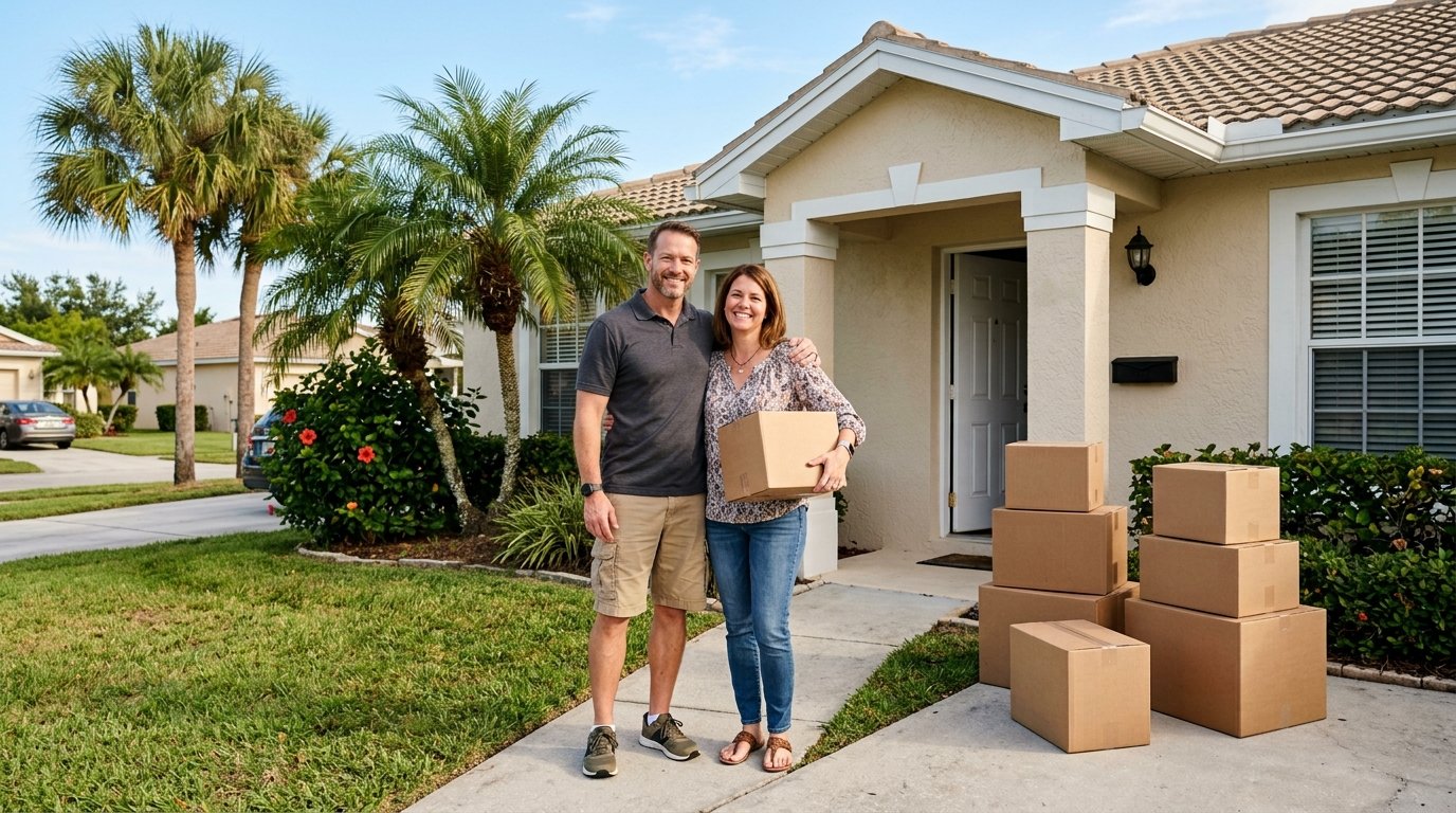 Military family using a VA loan in Florida to buy their first home