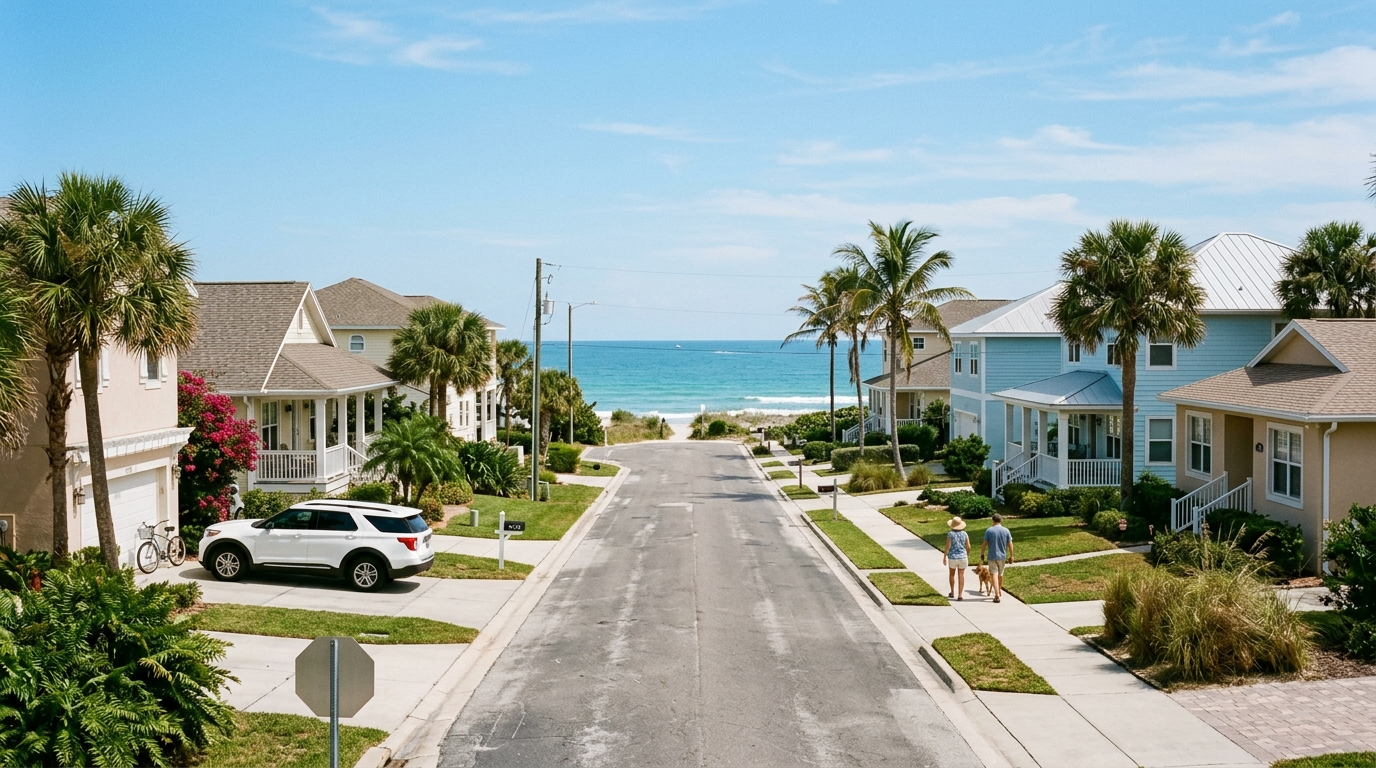Coastal neighborhood homes near the beach in Ponte Vedra Florida