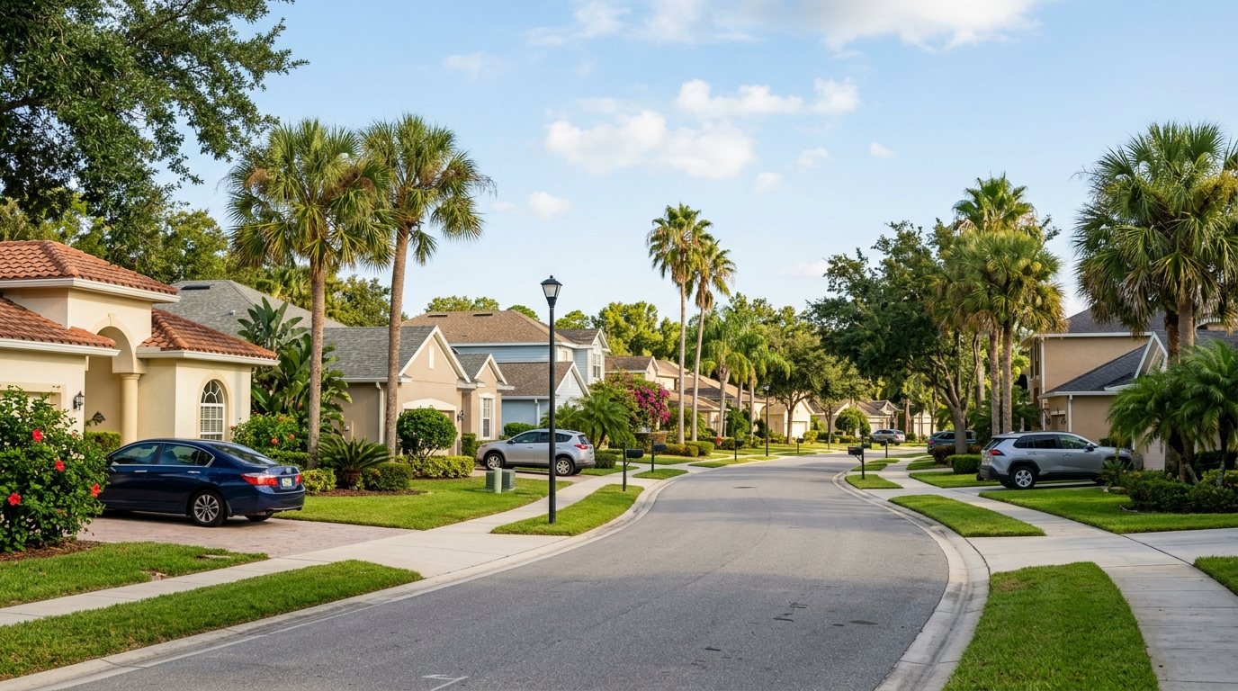 Family neighborhood street in St. Johns County Florida
