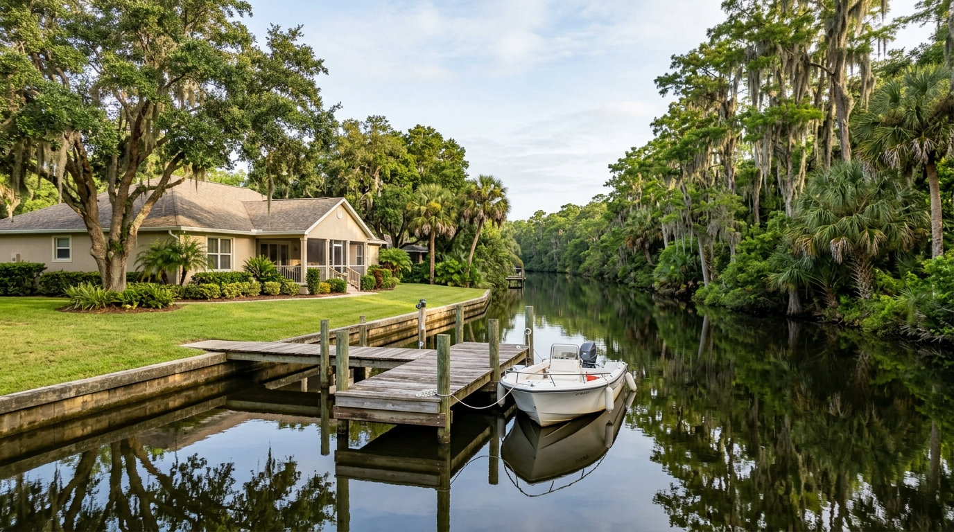 waterfront home with private docks