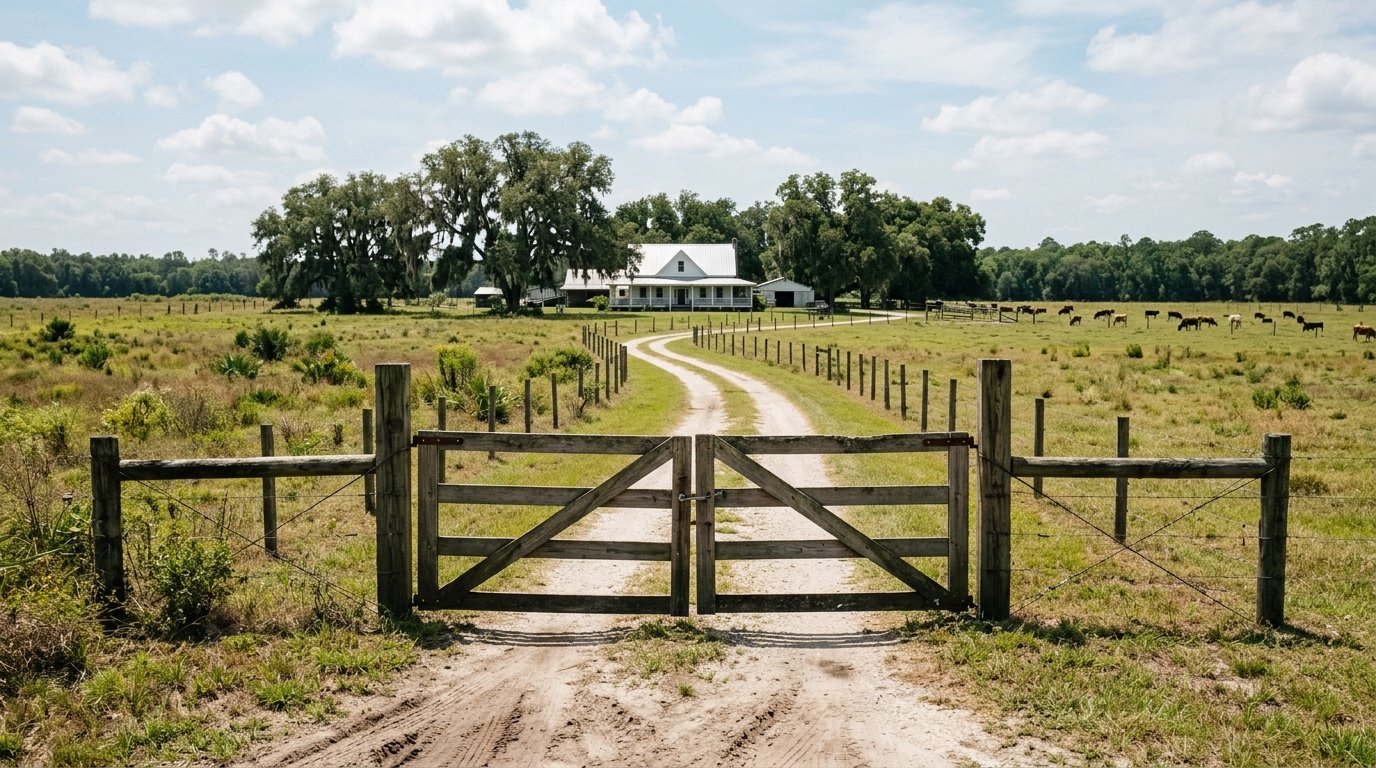 Entrance to an equestrian property in Alachua County.