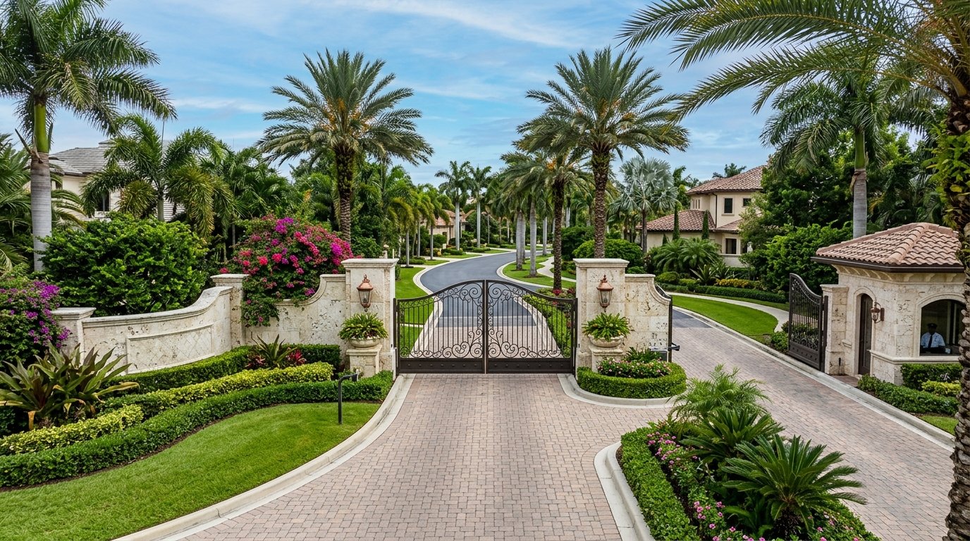 Gated luxury community entrance in St. Johns County Florida