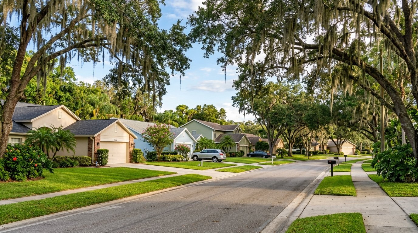 Neighborhood street in Clay County Florida.