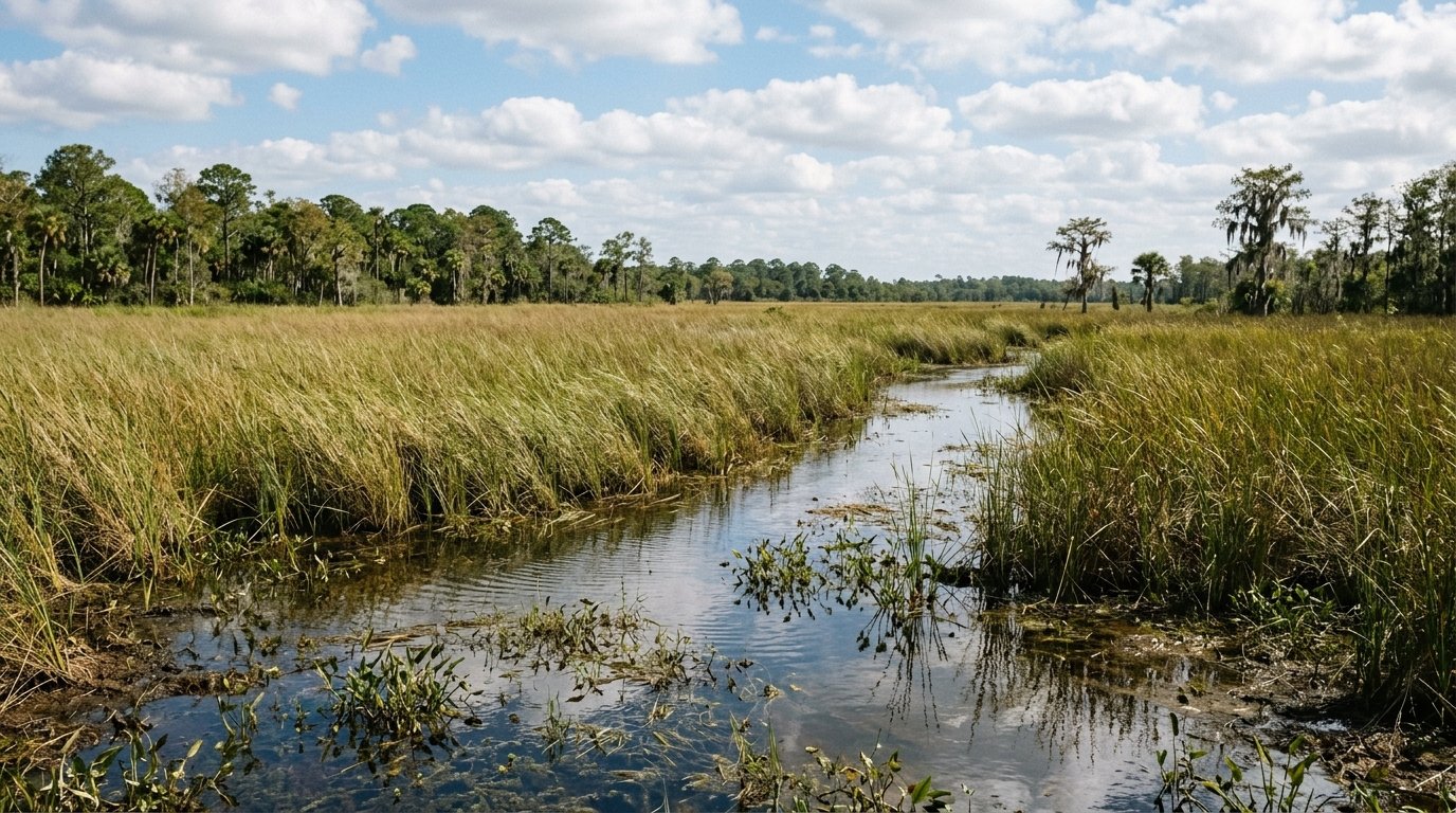 Wetlands area on rural Florida land